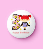 Happy Birthday Superhero Girl Numbers Pin