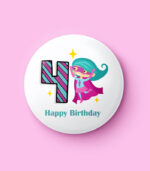 Happy Birthday Superhero Girl Numbers Pin