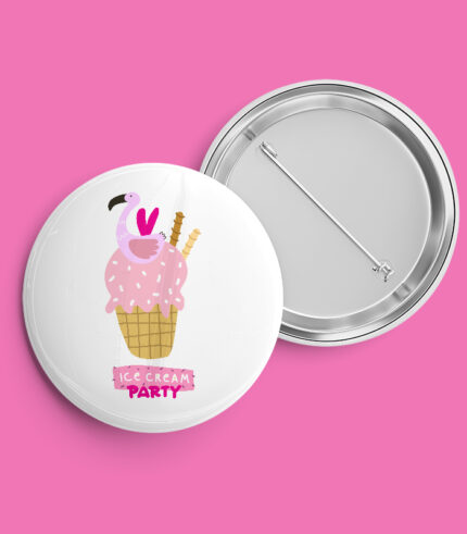 Flamingo Ice Cream Party Pin