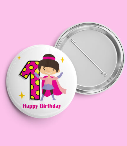 Happy Birthday Superhero Girl Numbers Pin