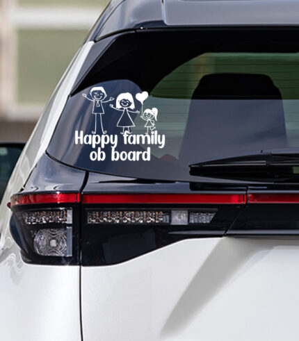 Happy Family on Board Girl Sticker