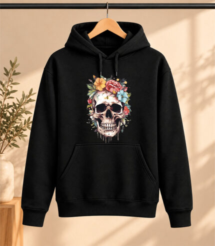 Φούτερ με Κουκούλα – Floral Skull